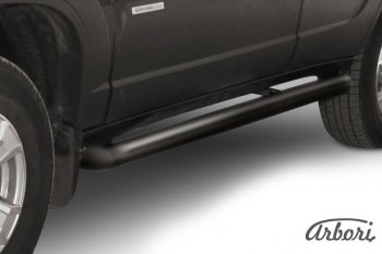 Защита штатных порогов Arbori (черная, d76 mm). Chevrolet Niva 2123 рестайлинг (2009-2020)