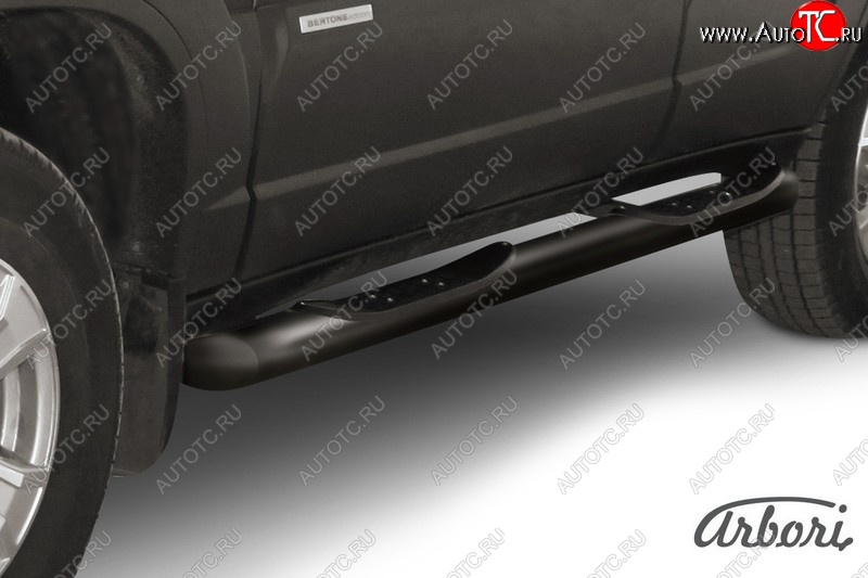 9 989 р. Защита штатных порогов Arbori (с проступью, черная, d76 mm). Chevrolet Niva 2123 рестайлинг (2009-2020)