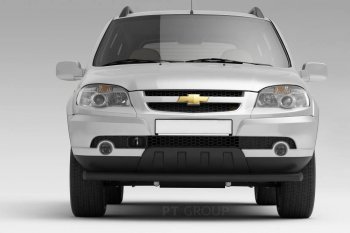 3 899 р. Защита переднего бампера Petroil Tuning (Ø63 мм)  Chevrolet Niva  2123 (2009-2020), Лада 2123 (Нива Шевроле) (2009-2021) (Сталь с полимерным покрытием в цвет: черный ❞Шагрень❝). Увеличить фотографию 1