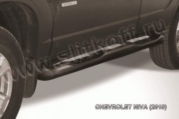 9 749 р. Защита порогов Slitkoff  Chevrolet Niva  2123 (2009-2020), Лада 2123 (Нива Шевроле) (2009-2021) (Цвет: серебристый). Увеличить фотографию 1