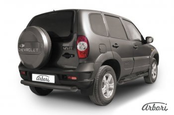 2 379 р. Защита штатных порогов Arbori (черная, d76 mm).  Chevrolet Niva  2123 (2009-2020), Лада 2123 (Нива Шевроле) (2009-2021). Увеличить фотографию 1