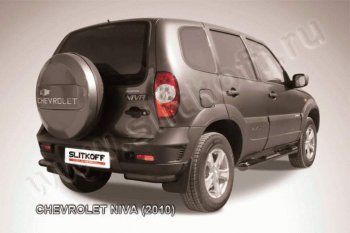 4 749 р. Защита заднего бампера из боковых уголков Slitkoff (d57, черная)  Chevrolet Niva  2123 (2009-2020), Лада 2123 (Нива Шевроле) (2009-2021) (Цвет: серебристый). Увеличить фотографию 1