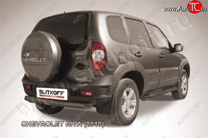 6 449 р. Защита задняя Slitkoff Slitkoff (d76, черная)  Chevrolet Niva  2123 (2009-2020), Лада 2123 (Нива Шевроле) (2009-2021) (Цвет: серебристый)