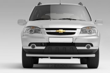 3 899 р. Защита переднего бампера Petroil Tuning (Ø63 мм)  Chevrolet Niva  2123 (2009-2020), Лада 2123 (Нива Шевроле) (2009-2021) (Сталь полимерным покрытием в цвет: серебристый❞Искра❝). Увеличить фотографию 1