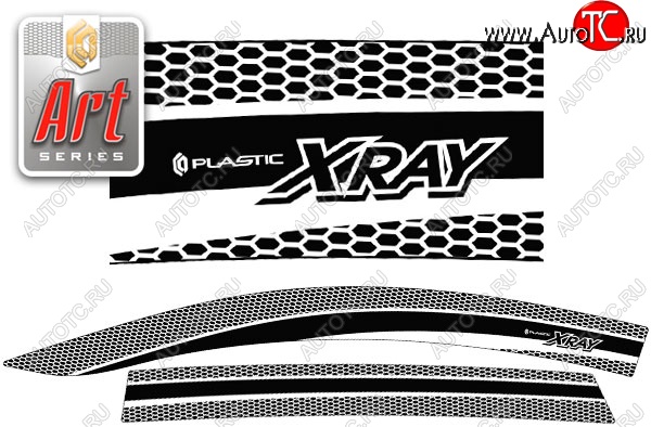 2 349 р. Дефлектора окон CA-Plastic  Лада XRAY - XRAY Cross (Серия Art белая, Без хром.молдинга)