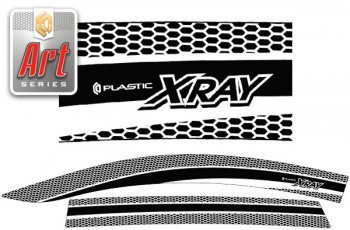 2 349 р. Дефлектора окон CA-Plastic  Лада XRAY - XRAY Cross (Серия Art черная, Без хром.молдинга). Увеличить фотографию 1
