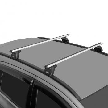 11 596 р. Багажник на крышу с низкими рейлингами сборе LUX  Лада XRAY - XRAY Cross (дуги аэро-классик 110 см, с замком, серебро). Увеличить фотографию 5