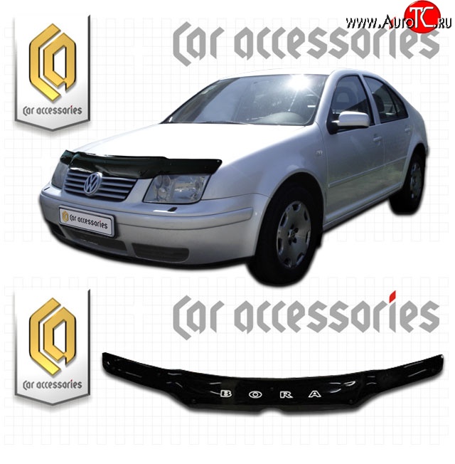 2 079 р. Дефлектор капота CA Plastic  Volkswagen Bora (1998-2005) (Classic черный, Без надписи)