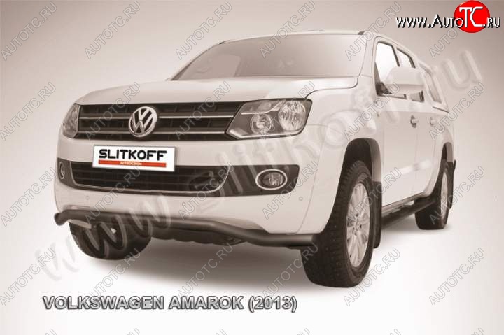 8 799 р. Защита переднего бампер Slitkoff  Volkswagen Amarok (2009-2016) (Цвет: серебристый)