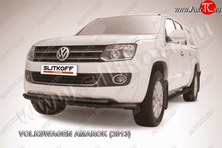 11 599 р. Защита переднего бампер Slitkoff  Volkswagen Amarok (2009-2016) (Цвет: серебристый)