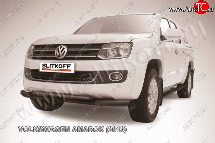 11 999 р. Защита переднего бампер Slitkoff  Volkswagen Amarok (2009-2016) (Цвет: серебристый)
