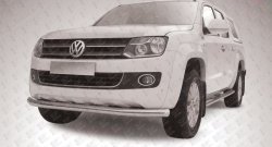 13 699 р. Одинарная защита переднего бампера диаметром 76 мм Slitkoff  Volkswagen Amarok (2009-2016) (Цвет: нержавеющая полированная сталь). Увеличить фотографию 1