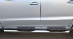 20 749 р. Защита порогов с пластиковыми вставками для ног из круглой трубы диаметром 76 мм Russtal  Volkswagen Amarok (2009-2016) (Защита порогов с со скосами на торцах (вариант 1)). Увеличить фотографию 2