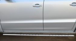 22 749 р. Защита порогов с круглыми вставками для ног из овальной трубы диаметром 75x42 мм Russtal  Volkswagen Amarok (2009-2016). Увеличить фотографию 2