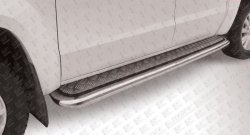 17 949 р. Широкая защита порогов Slitkoff  Volkswagen Amarok (2009-2016) (Серебристый лист). Увеличить фотографию 1