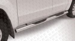 Защита порогов из трубы d76 мм с пластиковыми вставками для ног Slitkoff Volkswagen (Волксваген) Amarok (Амарок) (2009-2016) дорестайлинг