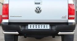 18 899 р. Защита заднего бампера (Ø63 и 42 мм, нержавейка) Russtal  Volkswagen Amarok (2009-2016). Увеличить фотографию 2