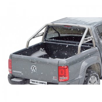 11 349 р. Защитная дуга багажника ТехноСфера (Техно Сфера) (Сталь с покрытием, d63.5 mm)  Volkswagen Amarok (2009-2016) (Обычная установка, цвет: Серебристый). Увеличить фотографию 1