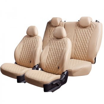 9 299 р. Чехлы для сидений Lord Autofashion Байрон (экокожа)  Volkswagen Amarok (2009-2016) (Бежевый, вставка бежевая, строчка бежевая). Увеличить фотографию 5