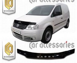 1 839 р. Дефлектор капота CA Plastic  Volkswagen Caddy  2K (2003-2010) (Classic черный, Без надписи). Увеличить фотографию 1