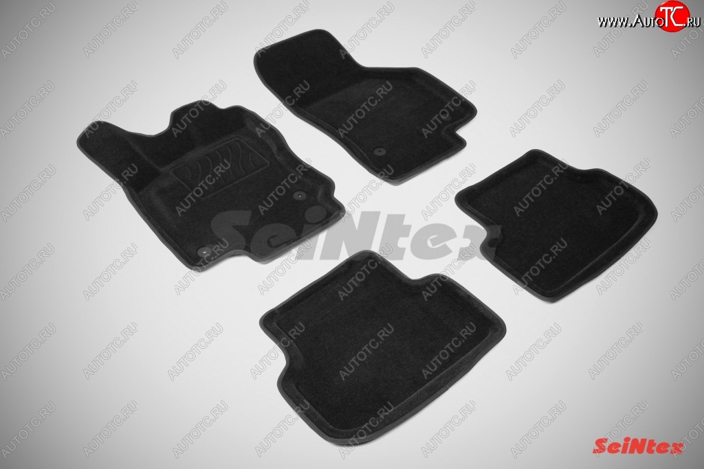 4 999 р. Износостойкие коврики в салон SeiNtex Premium 3D 4 шт. (ворсовые, черные)  Volkswagen Golf  7 (2012-2017)