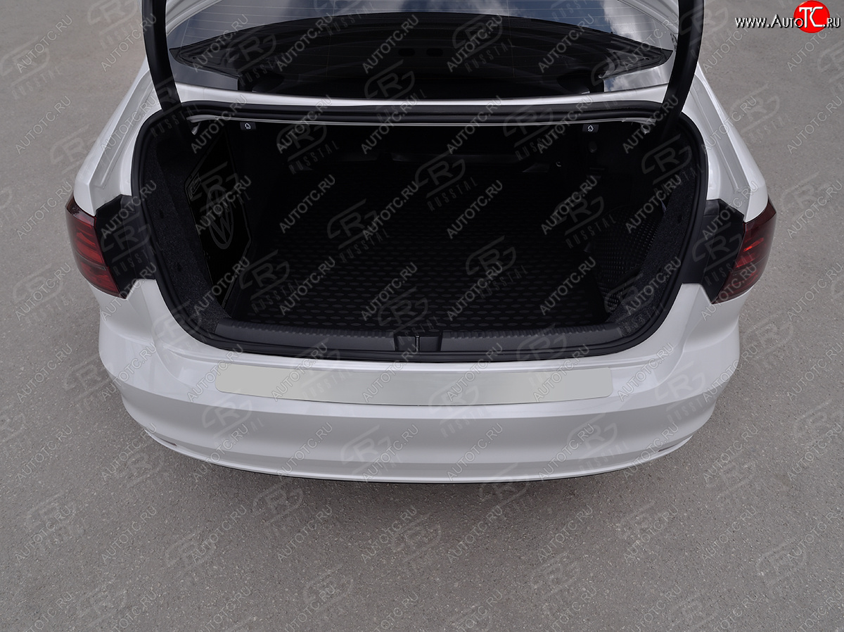 1 359 р. Защитная накладка заднего бампера Russtal Volkswagen Jetta A6 седан рестайлинг (2015-2018) (Нержавейка полированная)
