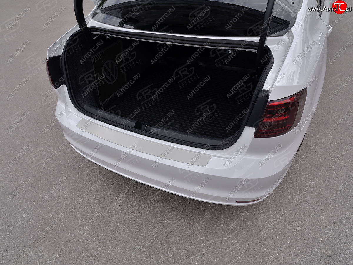 1 359 р. Защитная накладка заднего бампера Russtal  Volkswagen Jetta  A6 (2015-2018) (Нержавейка шлифованная)