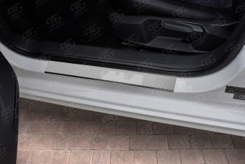 999 р. Накладки порожков салона Russtal Volkswagen Jetta A6 седан рестайлинг (2015-2018) (Нержавейка полированная). Увеличить фотографию 1