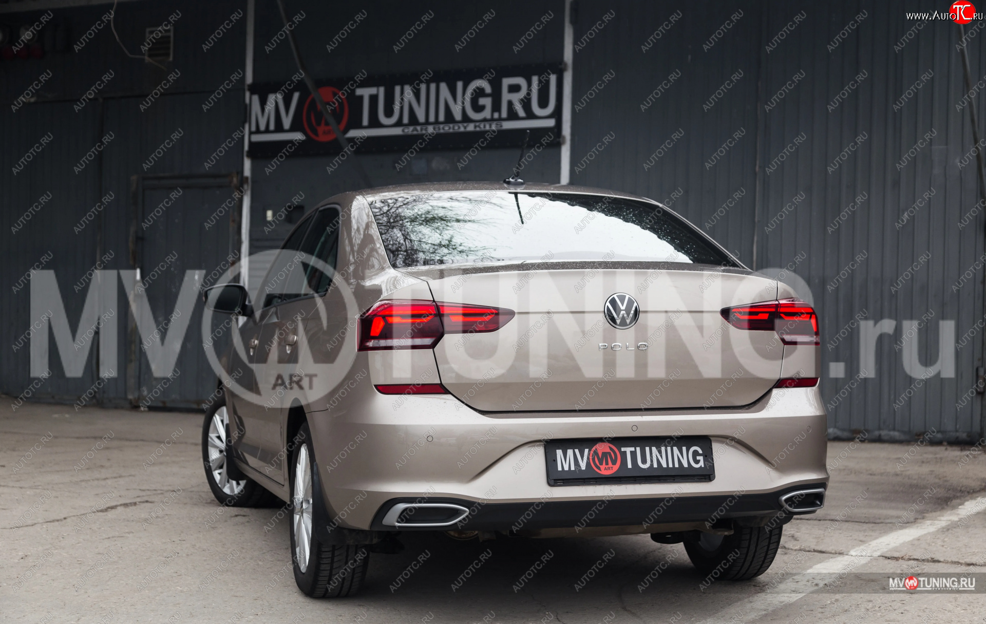 4 999 р. Имитация насадок глушителя MV-Tuning  Volkswagen Polo  Mk6 (2020-2022) лифтбек (SPACE GRAY (серый глянец))