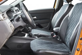 Чехлы для сидений Seintex Ромб Алькантара (40/60, airbag) Volkswagen Polo 5 седан дорестайлинг (2009-2015)  (Цвет: черный)