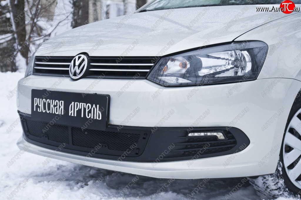 Установка сетки в бампер для защиты радиатора Volkswagen POLO седан