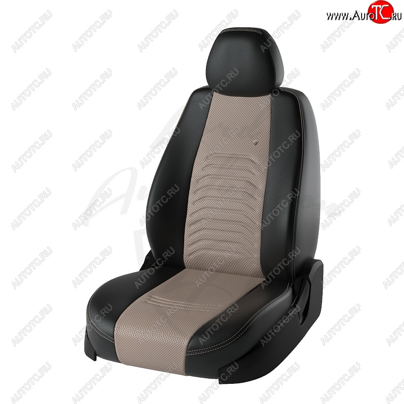 9 199 р. Чехлы для сидений (6R/6C) Lord Autofashion Денвер (экокожа)  Volkswagen Polo  5 (2009-2020) (Чёрный, вставка бежевая)
