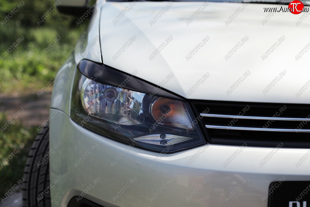 1 629 р. Реснички на фары RA Volkswagen Polo 5 хэтчбек дорестайлинг (2009-2015) (Неокрашенные)