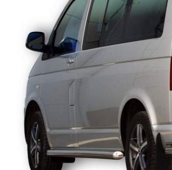 8 999 р. Защита порогов ТехноСфера (Техно Сфера) (Сталь с покрытием, 63.5 mm)  Volkswagen Transporter  T5 (2009-2015) (цвет: Серебристый). Увеличить фотографию 1