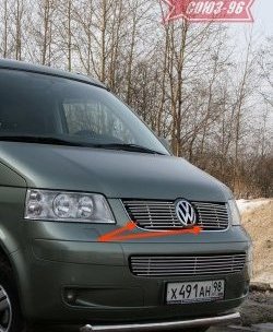 5 714 р. Декоративные элементы решетки радиатора Souz-96 (d10) Volkswagen Transporter T5 дорестайлинг (2003-2009). Увеличить фотографию 1