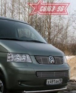 11 249 р. Защита переднего бампера одинарная Souz-96 (d60).  Volkswagen Transporter  T5 (2003-2009). Увеличить фотографию 2
