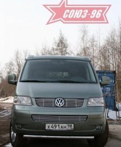 11 249 р. Защита переднего бампера одинарная Souz-96 (d60).  Volkswagen Transporter  T5 (2003-2009). Увеличить фотографию 3