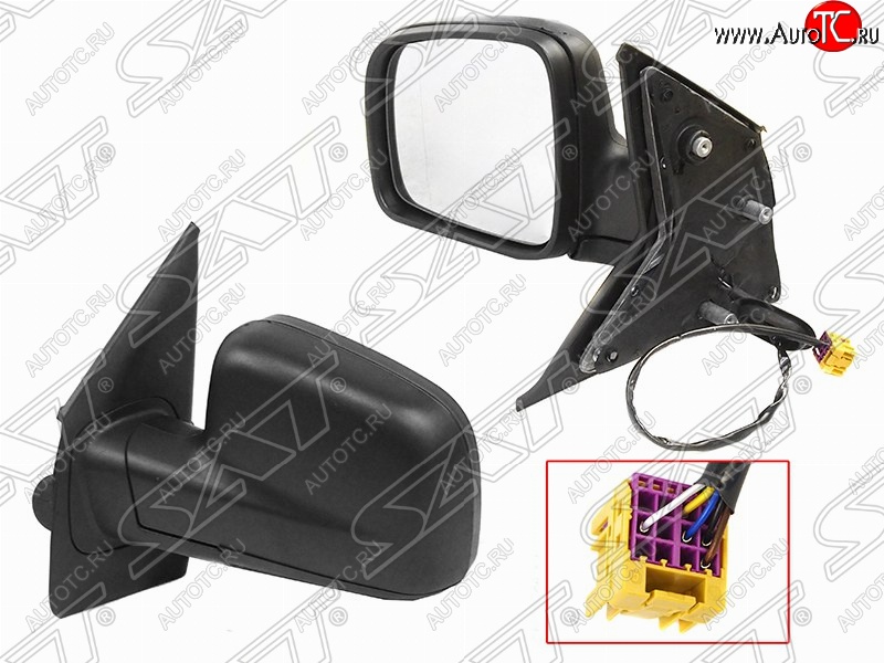 5 599 р. Левое боковое зеркало заднего вида (5 конт./эл. рег-ка/обогрев) SAT  Volkswagen Transporter  T5 (2003-2009) (Неокрашенное)
