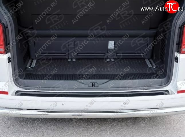 2 199 р. Накладка защитная на верхнюю часть заднего бампера Russtal Volkswagen Caravelle T6 дорестайлинг (2015-2019) (Нержавейка полированная)