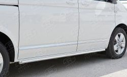 8 899 р. Защита порогов из круглой трубы диаметром 42 мм (длинная база) Russtal (левая защита) Volkswagen Transporter T6 дорестайлинг (2015-2019). Увеличить фотографию 1