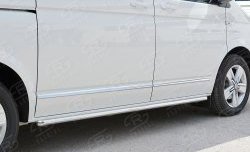 8 899 р. Защита порогов из круглой трубы диаметром 42 мм (короткая база) Russtal (левая защита) Volkswagen Transporter T6 дорестайлинг (2015-2019). Увеличить фотографию 1