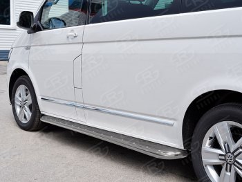 15 799 р. Правая защита порогов Russtal из круглой трубы d63 мм v3 Volkswagen Transporter T6 дорестайлинг (2015-2019). Увеличить фотографию 2