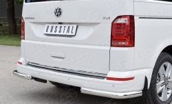 Защита заднего бампера (Ø63 мм уголки, нержавейка, короткая база) Russtal Volkswagen Multivan T6 дорестайлинг (2016-2019)