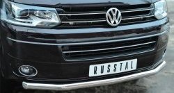 11 999 р. Одинарная защита переднего бампера диаметром 63 мм (Multivan-Caravelle) Russtal Volkswagen Transporter T5 рестайлинг (2009-2015). Увеличить фотографию 2