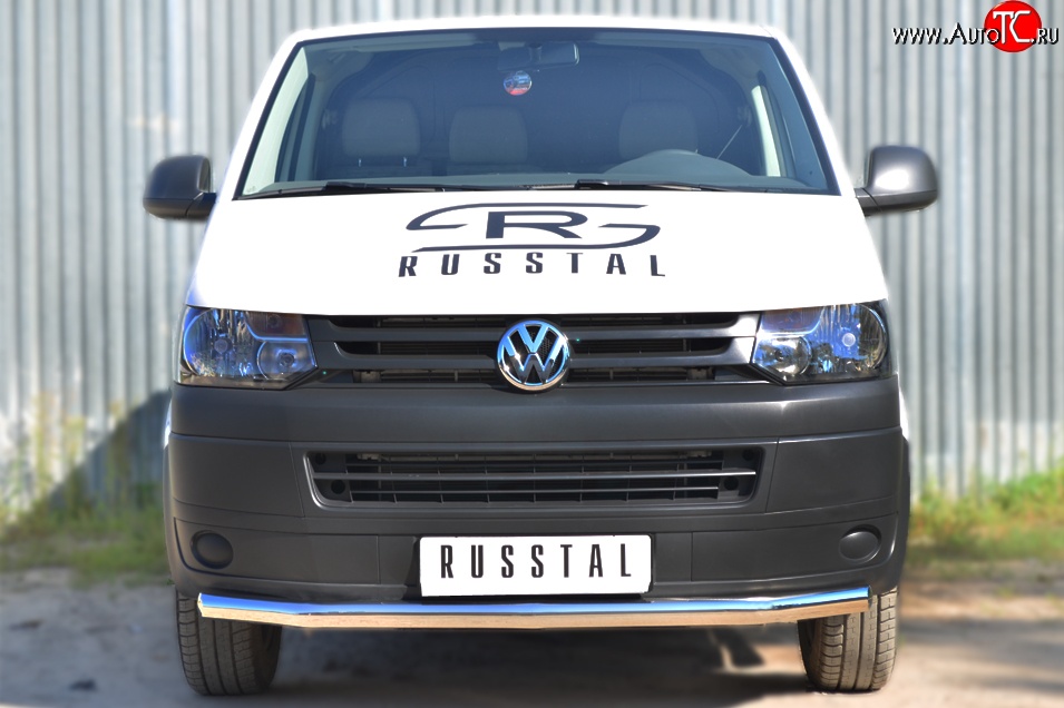 11 999 р. Одинарная защита переднего бампера диаметром 63 мм Russtal  Volkswagen Transporter  T5 (2009-2015)