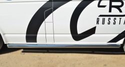 10 849 р. Левая защита порогов из круглой трубы диаметром 63 мм Russtal  Volkswagen Transporter  T6 (2015-2019) (Защита порогов с со скосами на торцах (вариант 1)). Увеличить фотографию 2