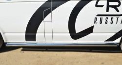 10 849 р. Левая защита порогов из круглой трубы диаметром 63 мм Russtal Volkswagen Transporter T6 дорестайлинг (2015-2019) (Защита порогов с со скосами на торцах (вариант 1)). Увеличить фотографию 6