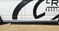 10 849 р. Левая защита порогов из круглой трубы диаметром 63 мм Russtal Volkswagen Transporter T6 дорестайлинг (2015-2019) (Защита порогов с со скосами на торцах (вариант 1)). Увеличить фотографию 10