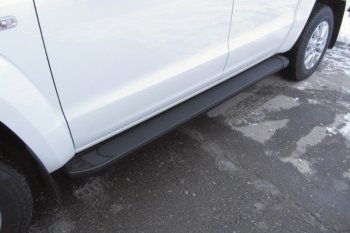17 599 р. Алюминиевые пороги для ног Slitkoff (Optima) Volkswagen Teramont CA1 дорестайлинг (2016-2020) (Чёрные). Увеличить фотографию 2