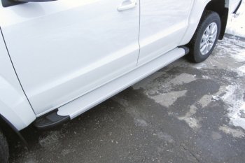 17 599 р. Алюминиевые пороги для ног Slitkoff (Optima)  Volkswagen Teramont  CA1 (2016-2020) (Чёрные). Увеличить фотографию 1
